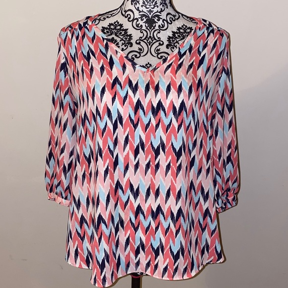 by & by Tops - by & by Multicolor Chevron Blouse